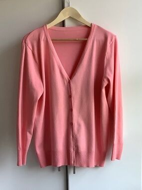R & M Collection, Pink Button Front Cardigan Sweater Size L
